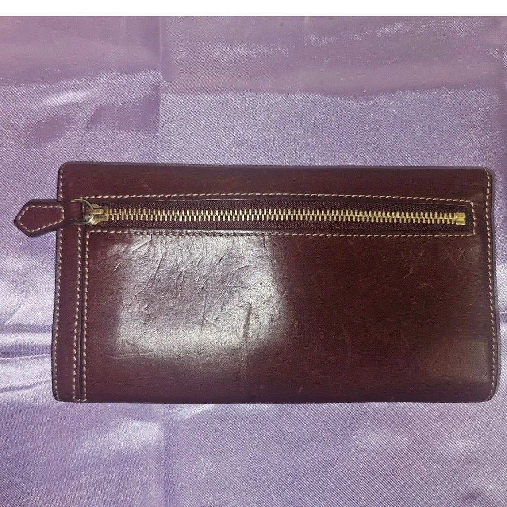 Dooney & Bourke Brown Leather Continental Clutch Wallet Made in Italy